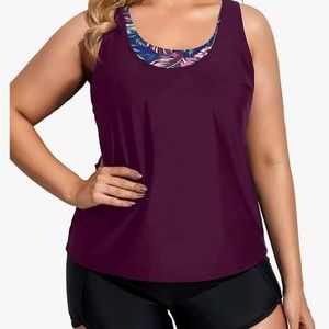 Holipick Women Plus Size 3 Piece Tankini Swimsuits Bathing Suits 22W